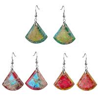 Natural Gemstone Earrings Impression Jasper with Zinc Alloy fashion jewelry & for woman Sold By Pair