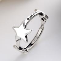 Anillo de Plata Esterlina, Plata de ley 925, Estrella, Joyería & para mujer, libre de níquel, plomo & cadmio, 9mm, Vendido por UD