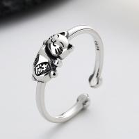 Anillo de Plata Esterlina, Plata de ley 925, Gato, Joyería & para mujer, libre de níquel, plomo & cadmio, 6.5mm, Vendido por UD