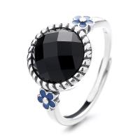 Zircon cubique Micro Pave Sterling Silver Rings, Argent sterling 925, fleur, bijoux de mode & pavé de micro zircon & pour femme & autocollant époxyde, protéger l'environnement, sans nickel, plomb et cadmium, 12mm, Vendu par PC