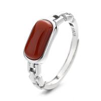 Anillo de Plata Esterlina, Plata de ley 925, con Yunnan Red Agate, Joyería & para mujer, libre de níquel, plomo & cadmio, 6mm, Vendido por UD