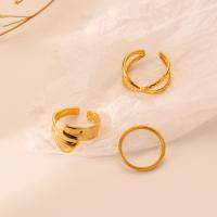 304 roestvrij staal ring Set, plated, drie stuks & verschillende stijlen voor de keuze & voor vrouw, gouden, Verkocht door Bag