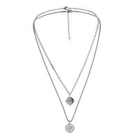 Collier de mode Multi couche, Acier inoxydable 304, avec 1.97inch chaînes de rallonge, Double couche & bijoux de mode & pour homme, 21x17mm, Longueur Environ 23.62 pouce, Environ 19.69 pouce, Vendu par PC