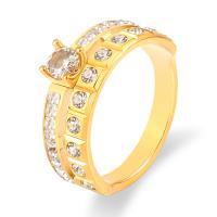 Anillo de dedo acero inoxidable del Rhinestone, acero inoxidable 316L, diverso tamaño para la opción & para mujer & con diamantes de imitación, dorado, Vendido por UD