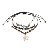 Zinc Alloy Armband, met Seedbead & Textiel binnenwerk Cord, plated, multilayer & folk stijl & voor vrouw, meer kleuren voor de keuze, Lengte Ca 6-11 inch, Verkocht door PC