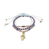 alliage de zinc bracelet, avec Seedbead & cordon de polyester, note de musique, Placage, multicouche & style folk & pour femme & avec strass, plus de couleurs à choisir, Longueur Environ 6-11 pouce, Vendu par PC