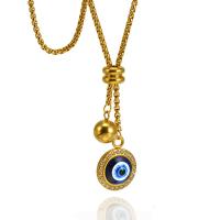 Titan Stål Tröja halsband, med Harts, Evil Eye, 18K guldpläterad, Unisex & micro bana cubic zirconia & emalj, Längd Ca 30 inch, Säljs av PC