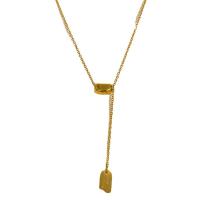 Acier titane collier, soja, Plaqué d'or, bijoux de mode & pour femme, Longueur Environ 15.7 pouce, Vendu par PC