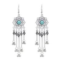 Zinc Alloy Drop Earrings with turquoise fashion jewelry & for woman silver color nickel lead & cadmium free Sold By Pair