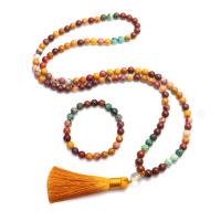 Joyas preciosas, pulsera & collar, Piedra de yema de huevo, con Turquesa Africana & Hilados de poliéster, hecho a mano, Joyería & para mujer, multicolor, Vendido por Sarta