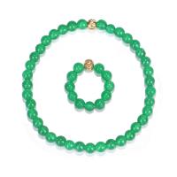 Sieraden Sets, vinger ring & armband, Groene Agaat, met Elastische draad & Zinc Alloy, handgemaakt, 2 stuks & mode sieraden & verschillende stijlen voor de keuze & voor vrouw, groen, Verkocht door Strand