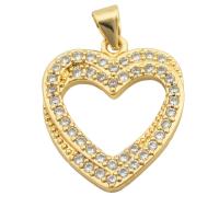 Messing hanger met micro-paved kubieke zirconia's, Hart, gold plated, mode sieraden & DIY & micro pave zirconia & voor vrouw, gouden, 23x19x3mm, Gat:Ca 3mm, Verkocht door PC