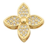 Cubique Pendentif en laiton zircon pavent, fleur, Placage de couleur d'or, bijoux de mode & DIY & pavé de micro zircon & pour femme, doré, 20x20x7mm, Trou:Environ 3mm, Vendu par PC