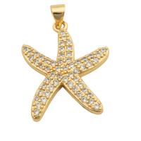 Messing hanger met micro-paved kubieke zirconia's, Zeester, gold plated, mode sieraden & DIY & micro pave zirconia & voor vrouw, gouden, 26x21x3mm, Gat:Ca 3mm, Verkocht door PC