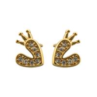 Cubic Zirconia Micro Pave Brass Earring gold color plated fashion jewelry & micro pave cubic zirconia & for woman golden Sold By Pair