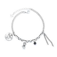 Bracelets en argent sterling, Argent sterling 925, avec 1.18inch chaînes de rallonge, bijoux de mode & pour femme, protéger l'environnement, sans nickel, plomb et cadmium, 13mm,12mm,5mm, Longueur Environ 6.3 pouce, Vendu par PC