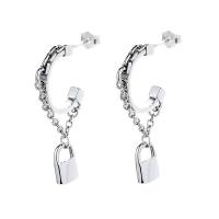 Sterling Silver Jewelry Earring, 925 Sterling Silver, Lock, jewelry faisin & do bhean, nicil, luaidhe & caidmiam saor in aisce, 10mm, Díolta De réir Péire