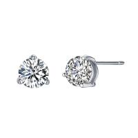 Messing oorbelknoppen, met Cubic Zirconia, platinum plated, voor vrouw, nikkel, lood en cadmium vrij, 6.80mm, Verkocht door pair