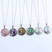 Quartz Gemstone Pendants Brass with Quartz Round plated DIY nickel lead & cadmium free Sold By PC