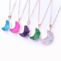 Quartz Gemstone Pendants Brass with Quartz Moon plated DIY nickel lead & cadmium free Sold By PC