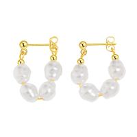 Plastic Pearl Drop Earring, met Messing, gold plated, mode sieraden & voor vrouw, 25x20mm, Verkocht door pair