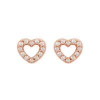 Messing Stud Earring, Heart, forgyldt, for kvinde & med rhinestone & hule, flere farver til valg, 7.30mm, Solgt af par