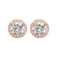 Messing Stud Earring, Runde, forgyldt, for kvinde & med rhinestone, flere farver til valg, 9mm, Solgt af par