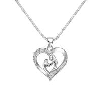 ottone collana, with 2inch extender chain, Cuore, placcato, serie madre e figlio & catena di casella & per la donna & con strass & cavo, nessuno, Lunghezza Appross. 18.1 pollice, Venduto da PC