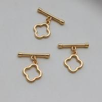 Zinc Alloy Toggle sluiting, Four Leaf Clover, DIY, gouden, nikkel, lood en cadmium vrij, 20x12mm, Verkocht door Stel