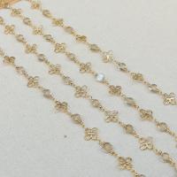 Brass Ukrasna Chain, Mesing, s Kristal, real pozlatom, možete DIY, zlatan, nikal, olovo i kadmij besplatno, Dužina Približno 50 cm, Prodano By PC