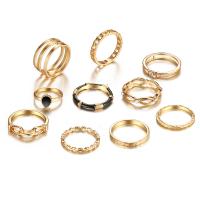 Zinklegering Ring Set, Zinc Alloy, gold plated, 10 stuks & mode sieraden & micro pave zirconia & voor vrouw & glazuur, twee verschillende gekleurde, Verkocht door Stel