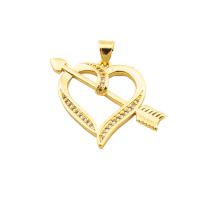 Cubic Zirconia Micro Pave Brass Pendant Heart gold color plated fashion jewelry & DIY & micro pave cubic zirconia & for woman golden Approx 3mm Sold By PC