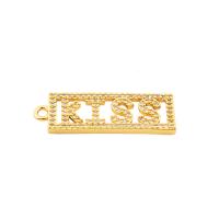 Messing hanger met micro-paved kubieke zirconia's, Rechthoek, gold plated, mode sieraden & DIY & micro pave zirconia & voor vrouw, gouden, 28x9.50x2mm, Gat:Ca 3.5mm, Verkocht door PC