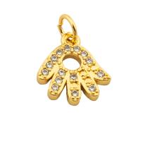 Messing hanger met micro-paved kubieke zirconia's, Hand, gold plated, mode sieraden & DIY & micro pave zirconia & voor vrouw, gouden, 13x12x2mm, Gat:Ca 4mm, Verkocht door PC