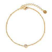 Roestvrijstalen Anklet, 304 roestvrij staal, met 1.97inch extender keten, mode sieraden & micro pave zirconia & voor vrouw, gouden, Lengte Ca 8.27 inch, Verkocht door PC