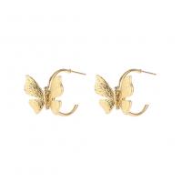 Øremærkning af zinklegeret stud, Zinc Alloy, Butterfly, guldfarve belagt, mode smykker & for kvinde, gylden, nikkel, bly & cadmium fri, 20x16mm, Solgt af par