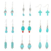 Sinc Alloy Earrings, le turquoise, plátáilte, jewelry faisin & stíleanna éagsúla do rogha & do bhean, nicil, luaidhe & caidmiam saor in aisce, Díolta De réir Péire