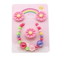 Kinderen sieraden set, Stud Oorbel & vinger ring & armband, Plastic, Bloem, voor kinderen, multi-gekleurde, Verkocht door Stel