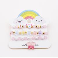 Enfants bracelet, plastique, étoile, trois pièces & pour les enfants, multicolore, Diamètre intérieur:Environ 45mm, Vendu par fixé