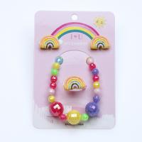 Kinderen sieraden set, Stud Oorbel & vinger ring & armband, Hars, voor kinderen, multi-gekleurde, Verkocht door Stel