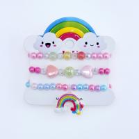 Children Bracelet & Bangle Resin three pieces & for children multi-colored Inner Approx 45mm Sold By Set