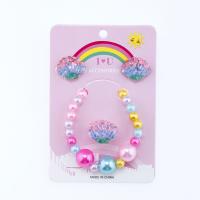 Kinderen sieraden set, Stud Oorbel & vinger ring & armband, Hars, Schelp, voor kinderen, multi-gekleurde, Verkocht door Stel