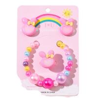 Kinderen sieraden set, Stud Oorbel & vinger ring & armband, Plastic, Konijn, voor kinderen, multi-gekleurde, Verkocht door Stel