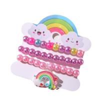 Bambini Bangle, plastica, Arcobaleno, tre pezzi & per i bambini, multi-colore, Diametro interno:Appross. 45mm, Venduto da set