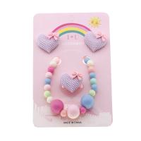 Kinderen sieraden set, Stud Oorbel & armband & halsketting, Plastic, Hart, voor kinderen, multi-gekleurde, Verkocht door Stel