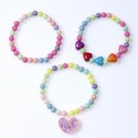 Children Bracelet & Bangle Plastic Heart three pieces & for children multi-colored Inner Approx 45mm Sold By Set