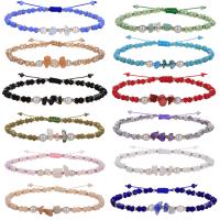 Pulseras de Cristal, con Cordón de nudo & Piedras preciosas & Perlas plásticas, hecho a mano, Estilo bohemio & ajustable & para mujer, más colores para la opción, longitud aproximado 12-24 cm, Vendido por UD