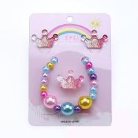 Kinderen sieraden set, Stud Oorbel & vinger ring & armband, Plastic, Kroon, voor kinderen, multi-gekleurde, Verkocht door Stel