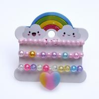 Enfants bracelet, plastique, coeur, trois pièces & pour les enfants, multicolore, Diamètre intérieur:Environ 45mm, Vendu par fixé