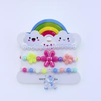 Children Bracelet & Bangle Resin three pieces & for children multi-colored Inner Approx 45mm Sold By Set